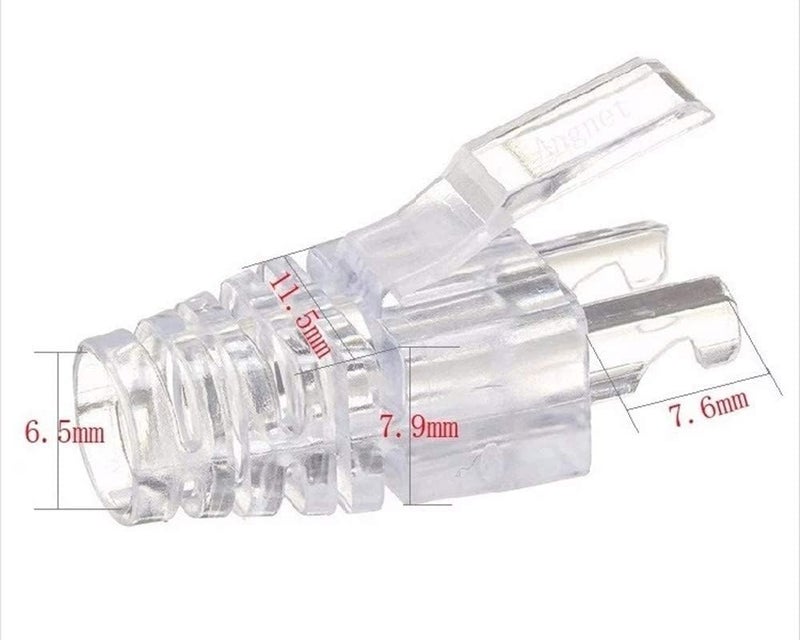 PETECHTOOL RJ45 CAT6 Pass Through 100 Pcs Strain Relief Boots Connectors for Standard CAT6 Ethernet LAN Cable Connector Boot Cover for Various Diameter LAN Cable Clear - Image 2